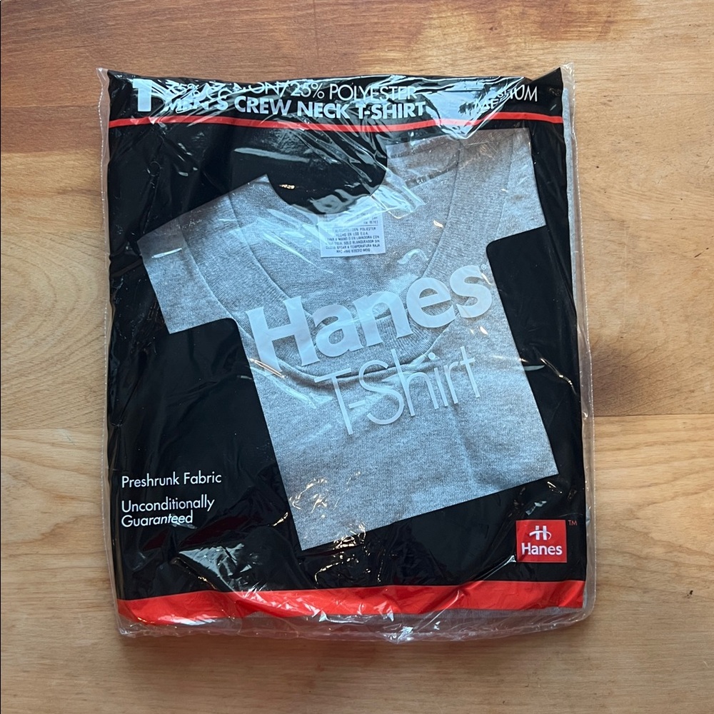 Hanes Mens grey Crew Neck T Shirt 1992 Deadstock USA Small Vintage 90s